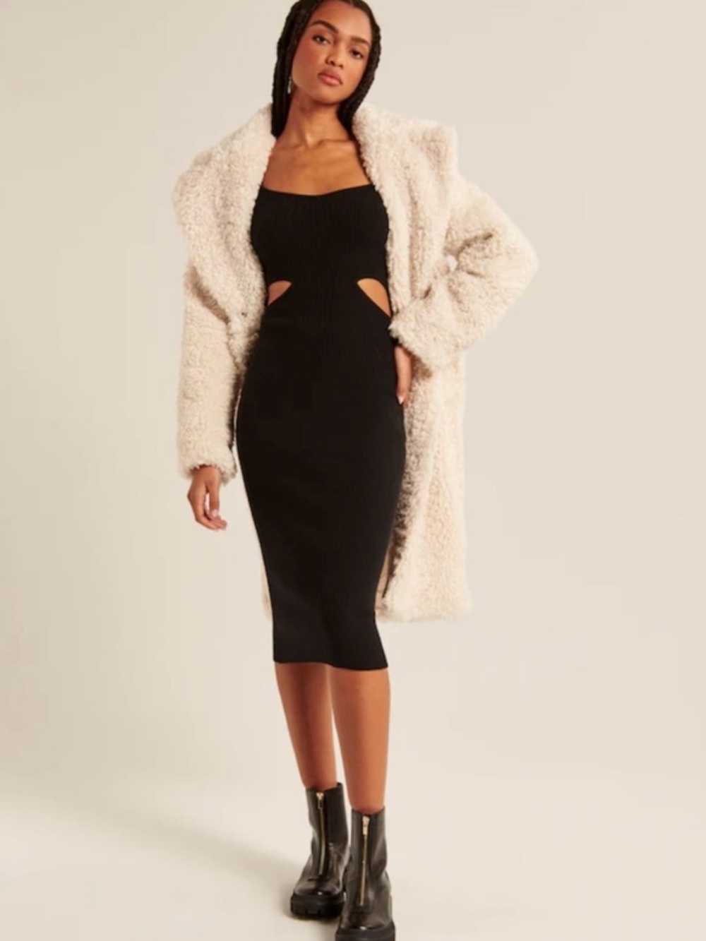 NWT Abercrombie & Fitch Long-Sleeve Cutout Midi Sweater Medium